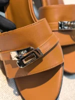Женские мюли Hermes коричневого цвета, артикул 345061 — фото 4