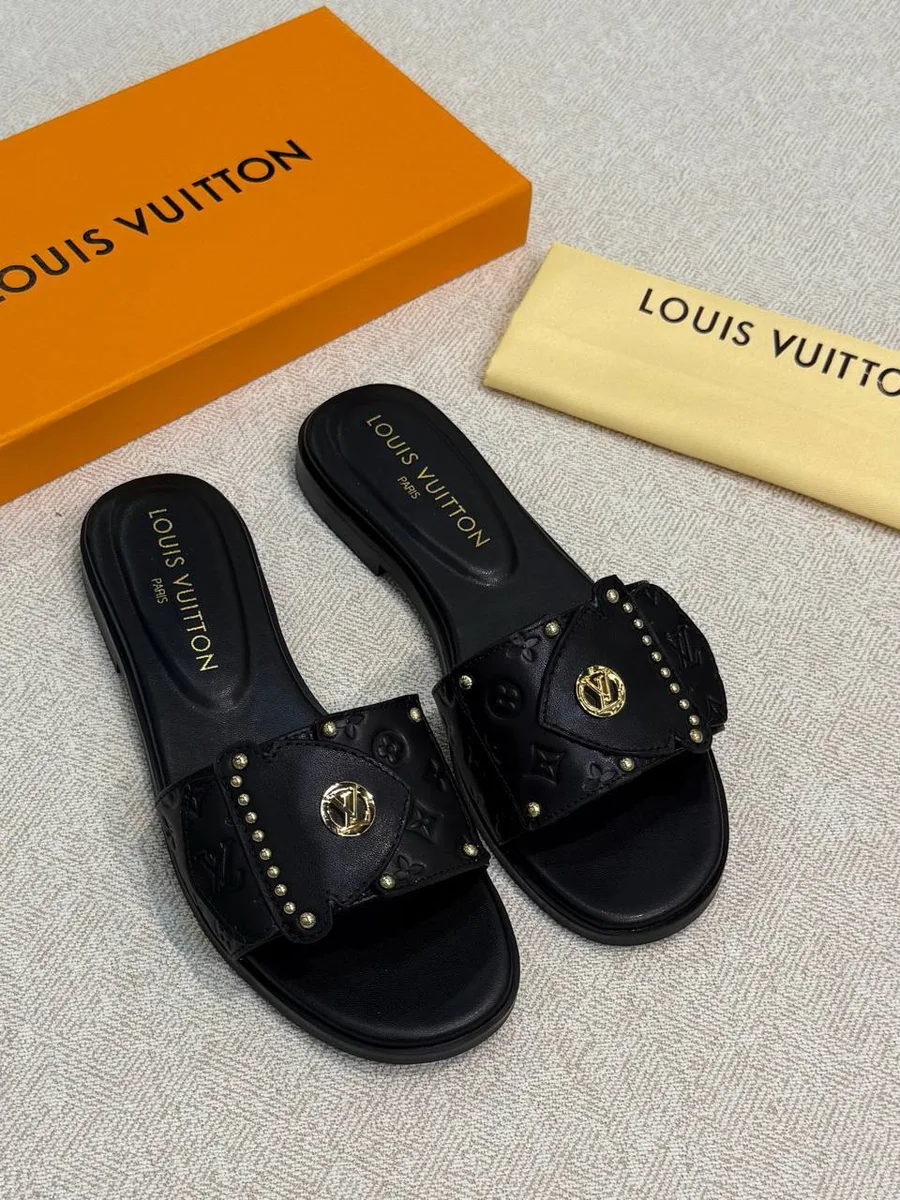 345177_1 Женские шлепанцы Louis Vuitton чёрного цвета, артикул 345177