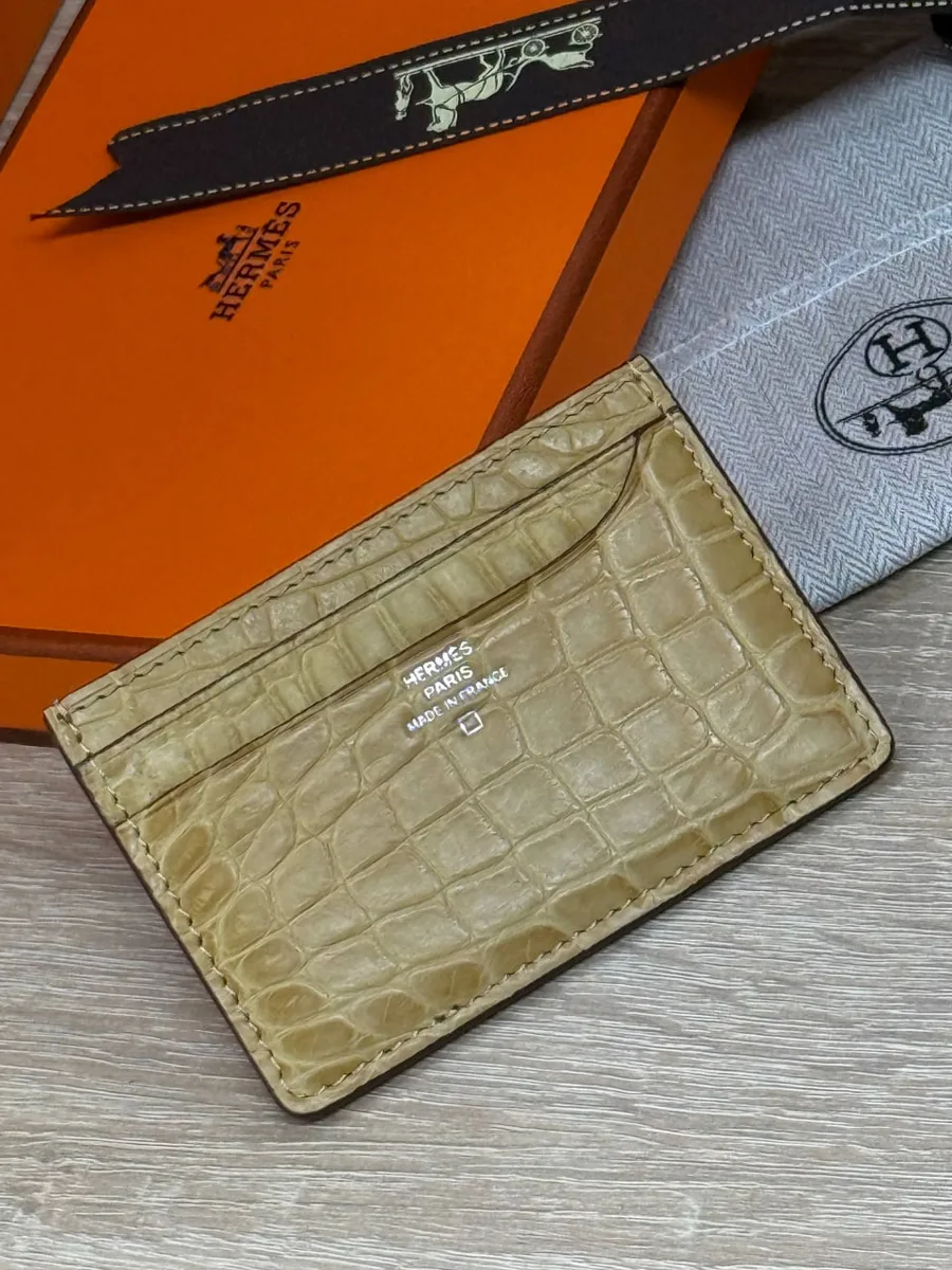 345314_1 Мужской картхолдер Hermes бежевого цвета, артикул 345314