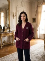 Женский кардиган Chanel бордового цвета, артикул 345399
