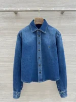 Женская рубашка Saint Laurent тёмно-синего цвета, артикул 345445