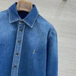 Женская рубашка Saint Laurent тёмно-синего цвета, артикул 345445 — фото 3
