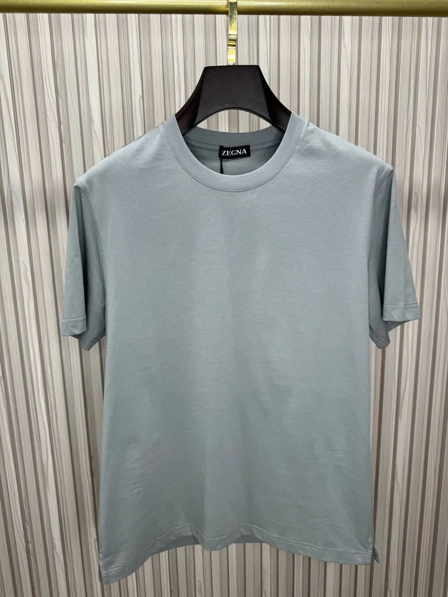 345480_1 Мужская футболка Zegna серого цвета, артикул 345480
