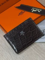 Мужской картхолдер Hermes коричневого цвета, артикул 345573