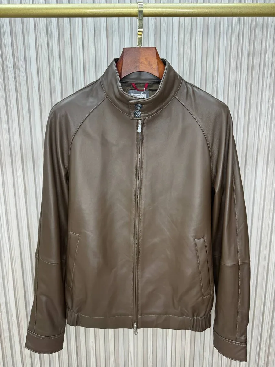 345666_1 Мужская куртка Brunello Cucinelli коричневого цвета, артикул 345666