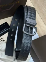 Мужской ремень Bottega Veneta чёрного цвета, артикул 345965