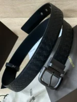 Мужской ремень Bottega Veneta чёрного цвета, артикул 345965 — фото 4