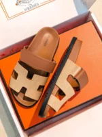 Женские шлепанцы Hermes коричневого цвета, артикул 345985 — фото 2