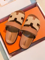 Женские шлепанцы Hermes коричневого цвета, артикул 345985 — фото 3