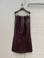 Женская кожаная юбка Chanel бордового цвета, артикул 346069