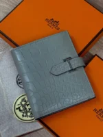 Мужской кошелек Hermes серого цвета, артикул 346109