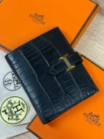Мужской кошелек Hermes чёрного цвета, артикул 346111