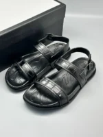 Мужские шлепанцы Gucci чёрного цвета, артикул 346162