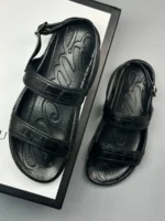 Мужские шлепанцы Gucci чёрного цвета, артикул 346162 — фото 4
