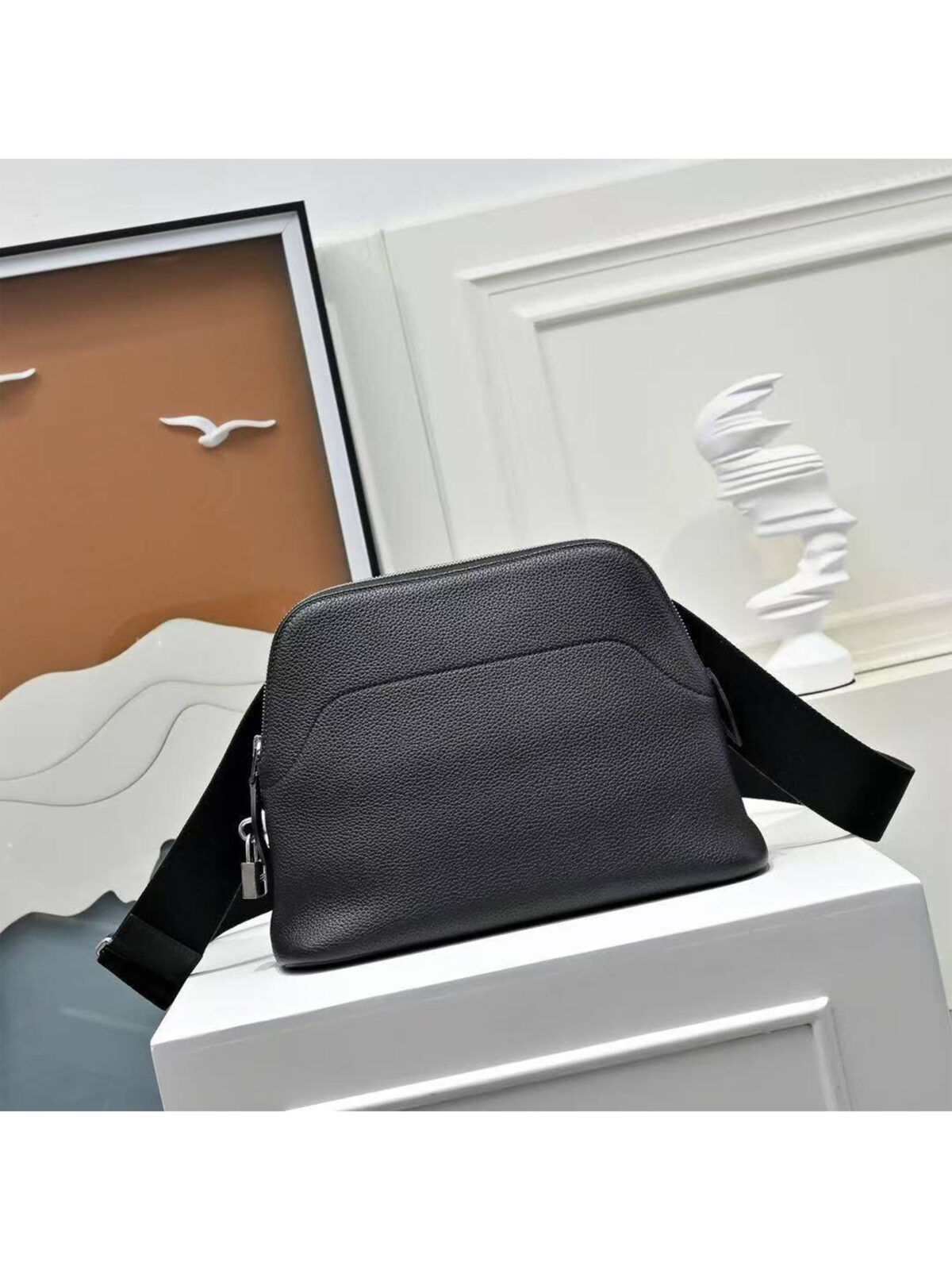 16 Мужская сумка мессенджер Hermes чёрного цвета, артикул 346348