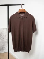 Мужское поло Loro Piana коричневого цвета, артикул 346309