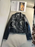 Женская кожаная куртка Saint Laurent чёрного цвета, артикул 346688