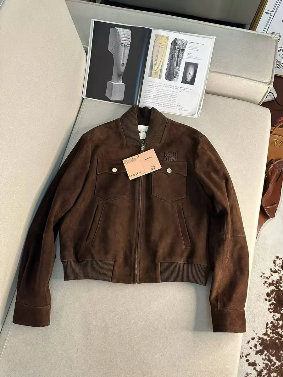 346690_1 Женский бомбер Miu Miu коричневого цвета, артикул 346690