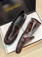 Женские лоферы Saint Laurent бордового цвета, артикул 346757 — фото 3