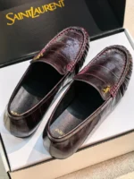 Женские лоферы Saint Laurent бордового цвета, артикул 346757 — фото 4