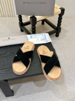Мужские шлепанцы Brunello Cucinelli чёрного цвета, артикул 346823 — фото 4