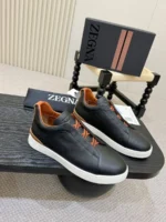 Мужские кеды Zegna чёрного цвета, артикул 346827