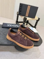 Мужские кеды Zegna коричневого цвета, артикул 346831