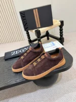 Мужские кеды Zegna коричневого цвета, артикул 346831 — фото 3