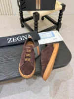 Мужские кеды Zegna коричневого цвета, артикул 346831 — фото 4