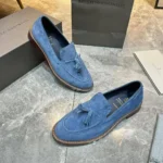 Мужские лоферы Brunello Cucinelli синего цвета, артикул 346844