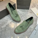 Мужские лоферы Brunello Cucinelli зелёного цвета, артикул 346845