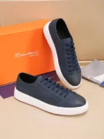 Мужские кеды Santoni тёмно-синего цвета, артикул 346871