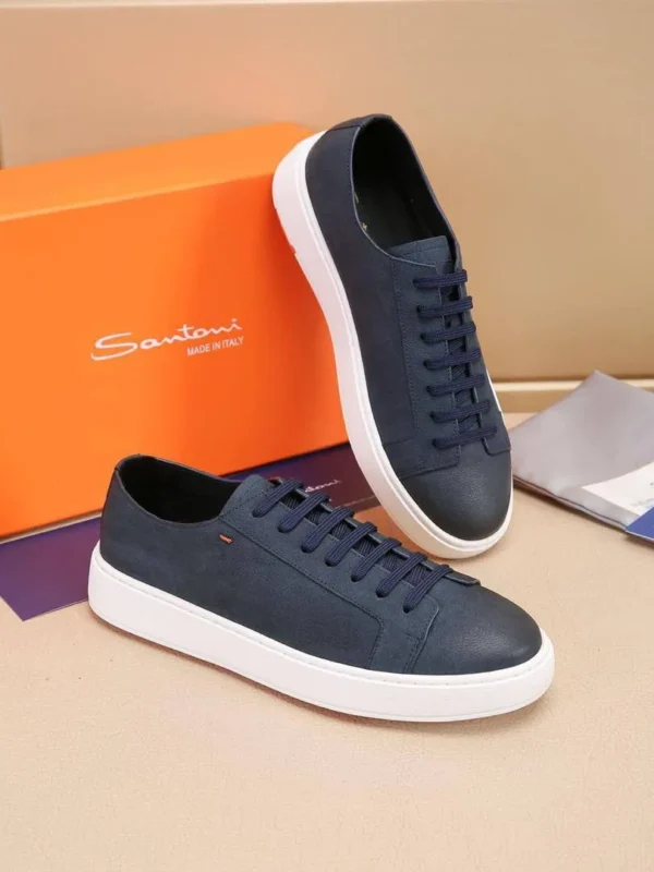 Мужские кеды Santoni тёмно-синего цвета, артикул 346871