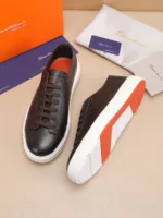 Мужские кеды Santoni коричневого цвета, артикул 346878 — фото 4