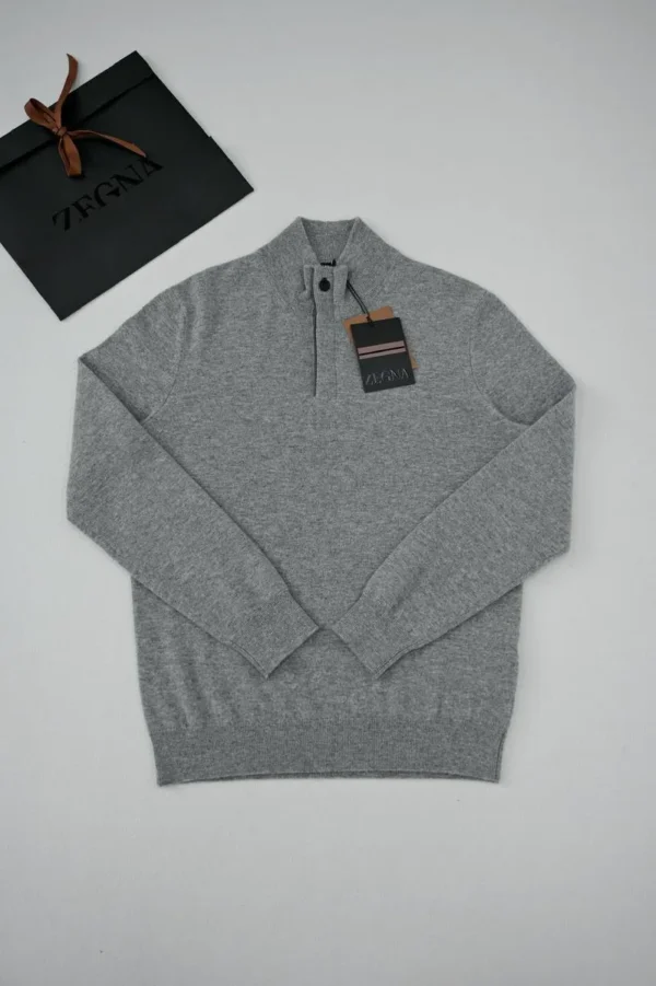 Мужской свитер Zegna серого цвета, артикул 346905