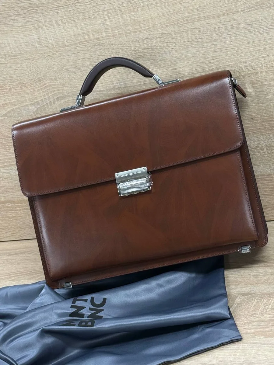 346983_1 Мужской портфель MONTBLANC коричневого цвета, артикул 346983