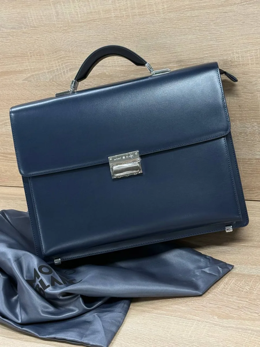 346984_1 Мужской портфель MONTBLANC тёмно-синего цвета, артикул 346984
