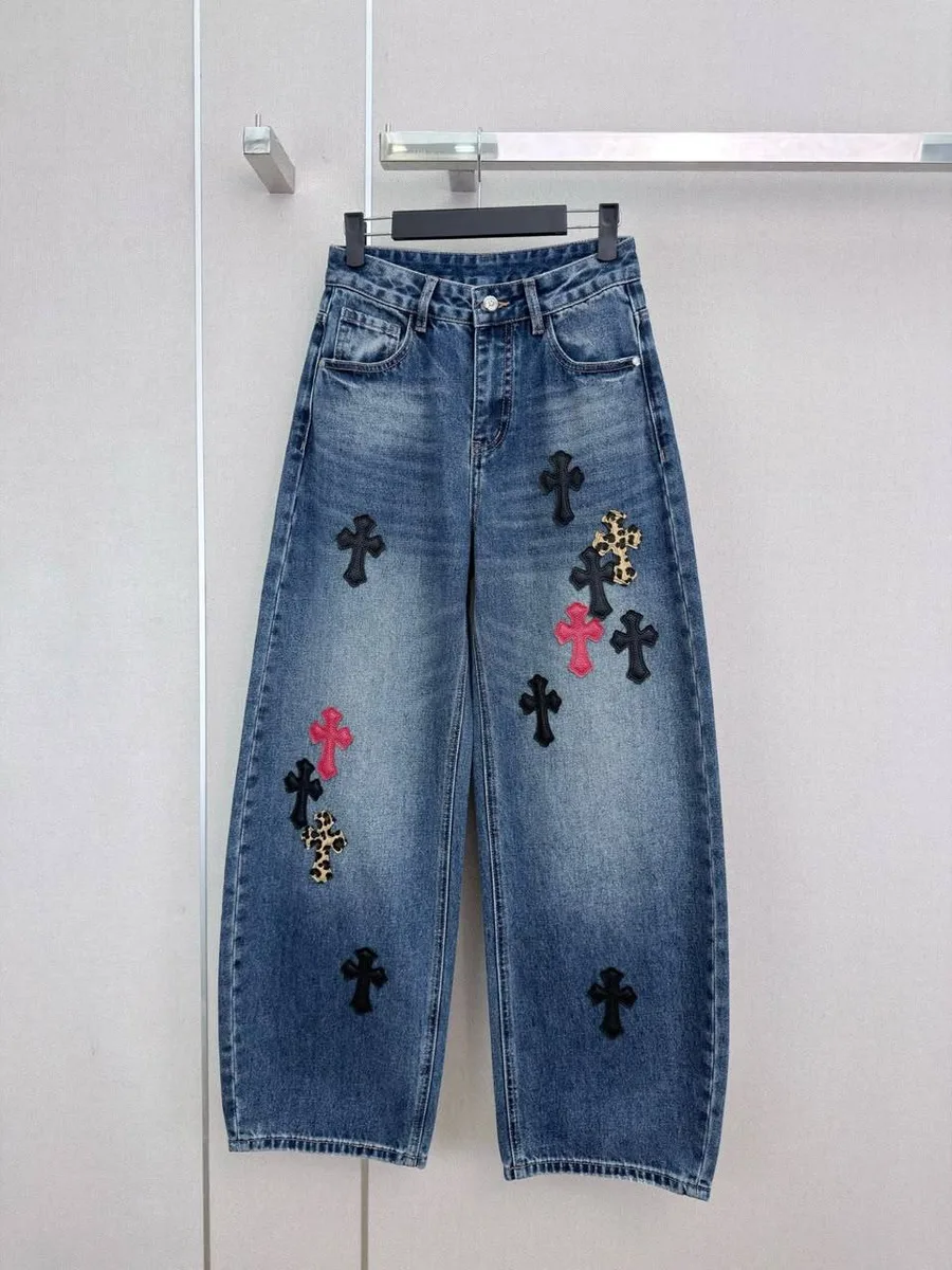 347000_1 Женские джинсы Chrome Hearts синего цвета, артикул 347000