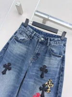 Женские джинсы Chrome Hearts синего цвета, артикул 347000 — фото 3