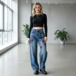 Женские джинсы Chrome Hearts синего цвета, артикул 347000 — фото 5