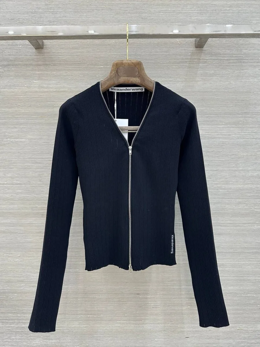 347020_1 Женская кофта на молнии Alexander Wang чёрного цвета, артикул 347020