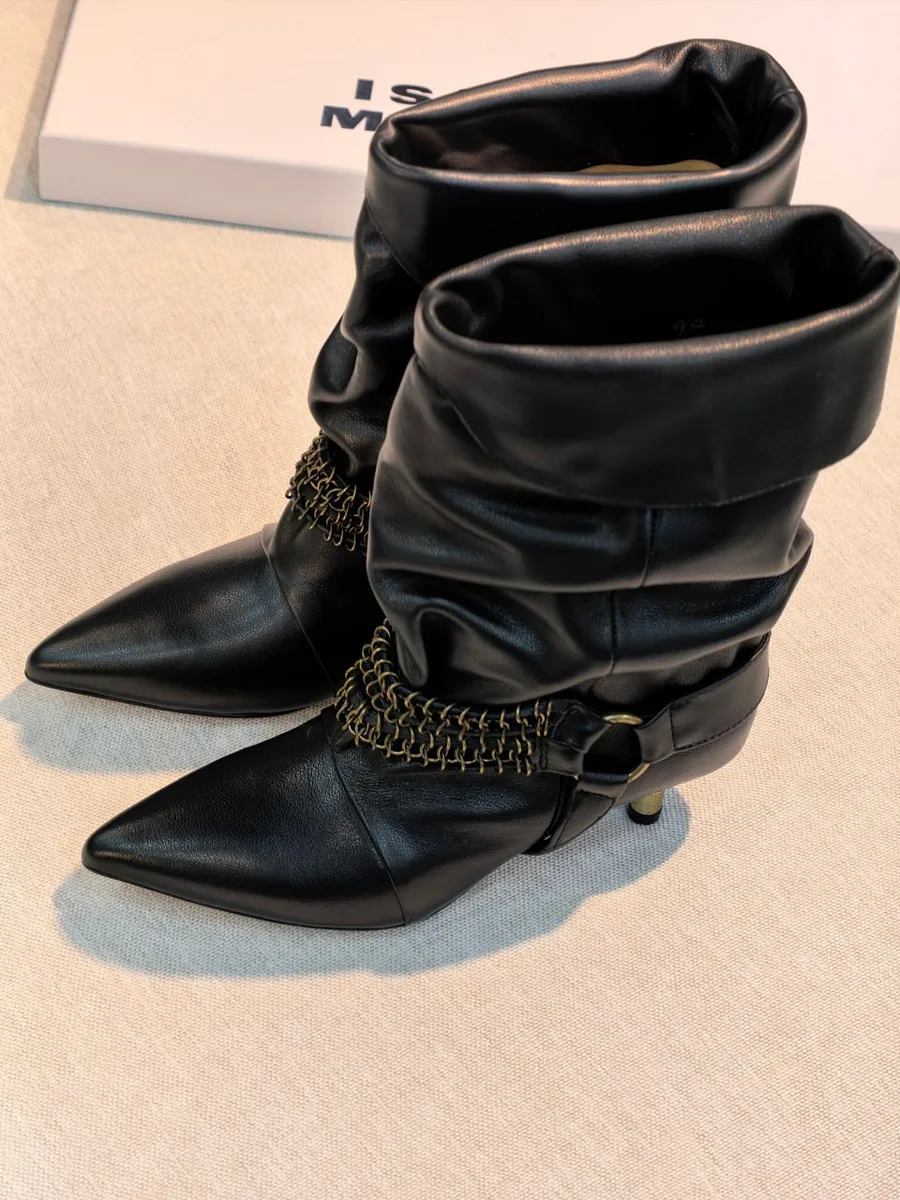 347060_1 Женские казаки Isabel Marant чёрного цвета, артикул 347060