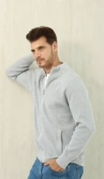 Мужская кофта на молнии Brunello Cucinelli серого цвета, артикул 347067 — фото 9