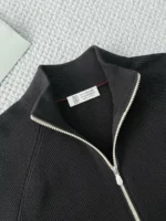Мужская кофта на молнии Brunello Cucinelli чёрного цвета, артикул 347071 — фото 5
