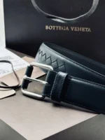 Мужской ремень Bottega Veneta тёмно-синего цвета, артикул 347091 — фото 2