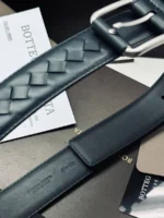 Мужской ремень Bottega Veneta тёмно-синего цвета, артикул 347091 — фото 5