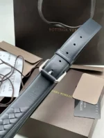 Мужской ремень Bottega Veneta тёмно-синего цвета, артикул 347091 — фото 6