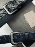 Мужской ремень Bottega Veneta тёмно-синего цвета, артикул 347092 — фото 5