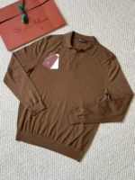 Мужское поло с длинным рукавом Loro Piana коричневого цвета, артикул 347093