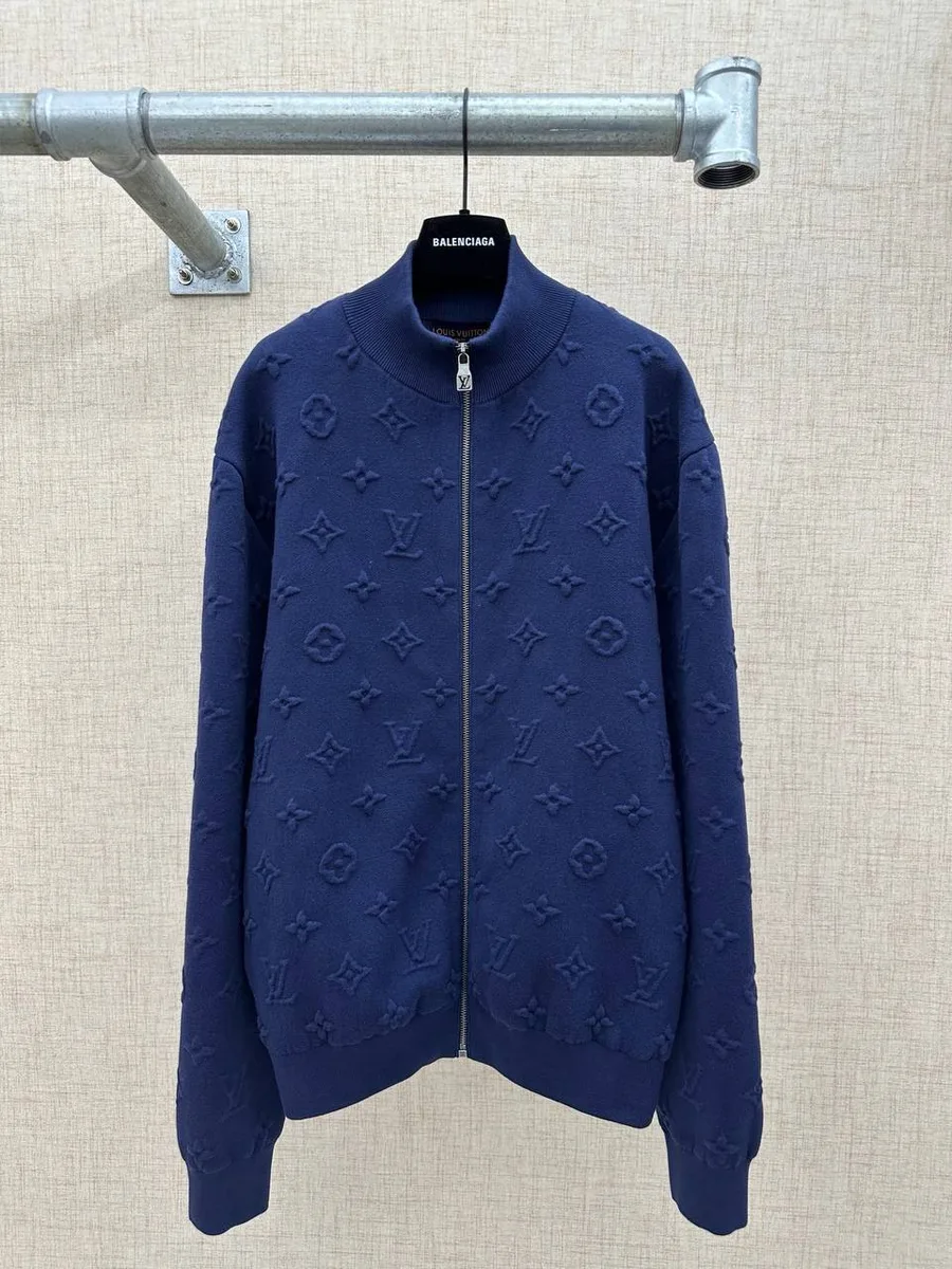 347098_1 Мужская кофта на молнии Louis Vuitton тёмно-синего цвета, артикул 347098